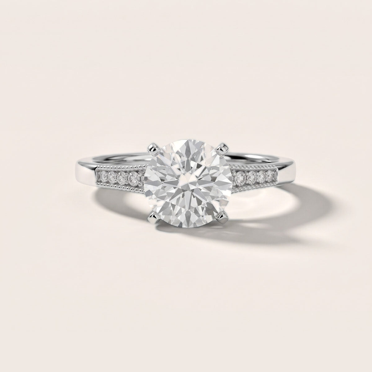 Fenella Milgrain Pavé Round Diamond Engagement Ring in Silver - front.jpg