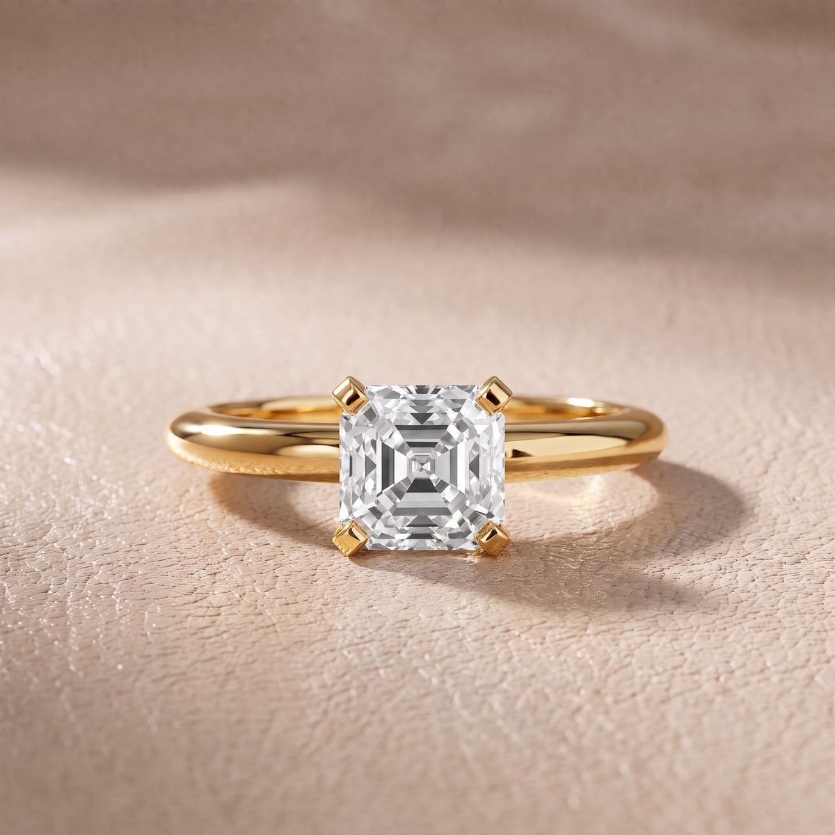 Arabella Six-Prong Solitaire Asscher Diamond Engagement Ring in Yellow Gold - front.jpg