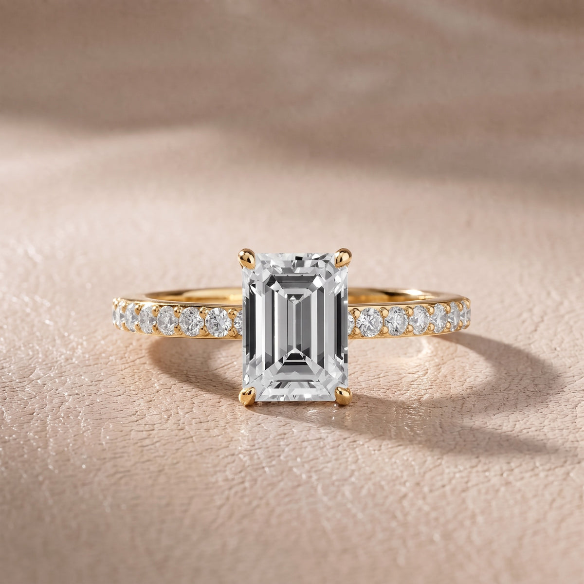 Annabel Pavé Solitaire Emerald Diamond Engagement Ring in Yellow Gold - front.jpg