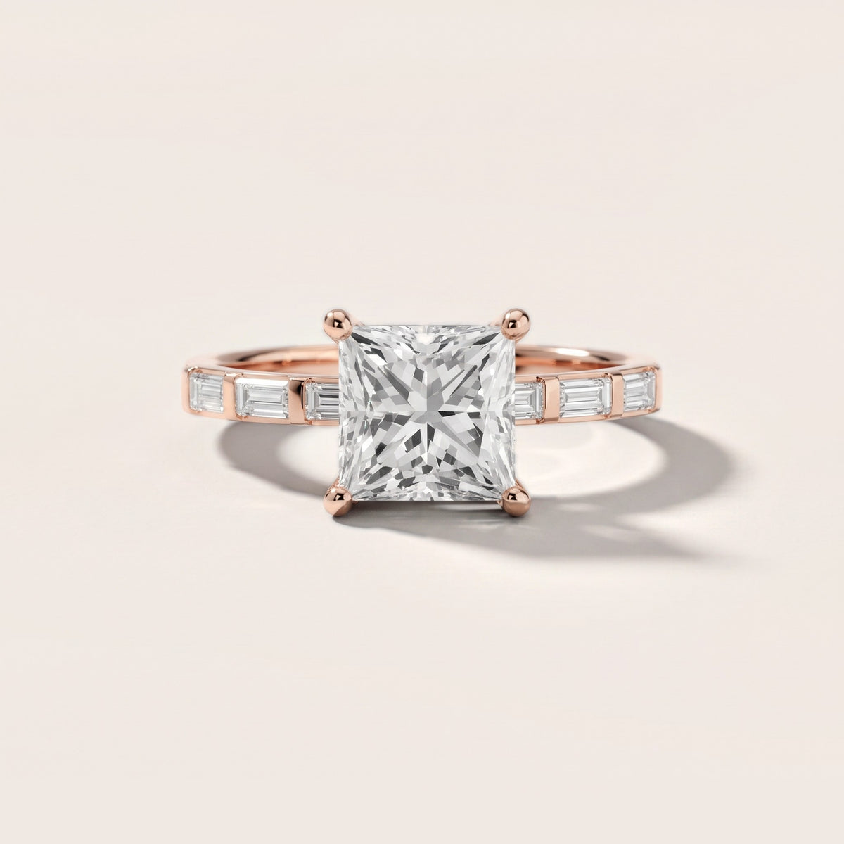 Bailey Baguette Princess Diamond Engagement Ring in Rose Gold - front.jpg