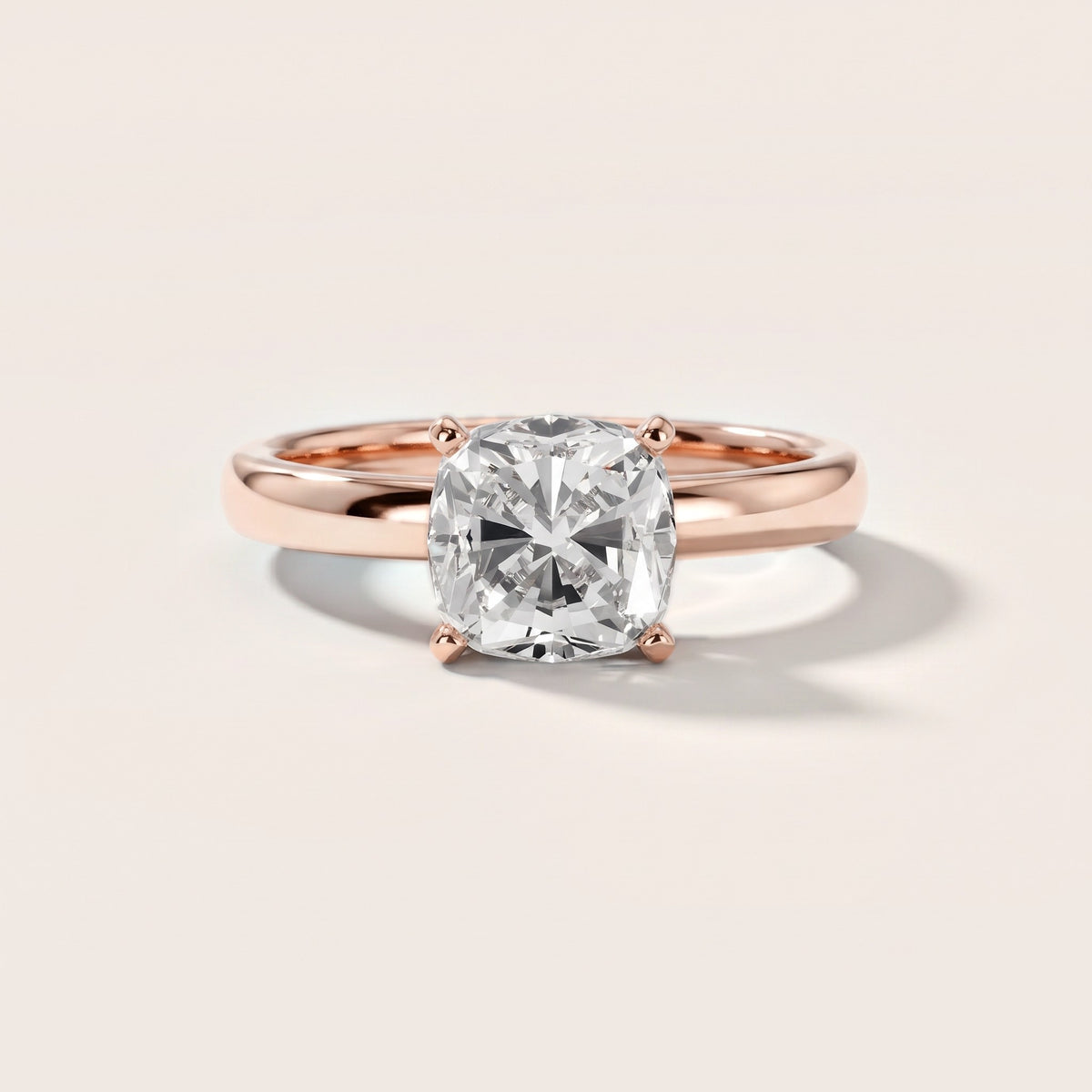 Elspeth Solitaire Cushion Diamond Engagement Ring in Rose Gold - front.jpg
