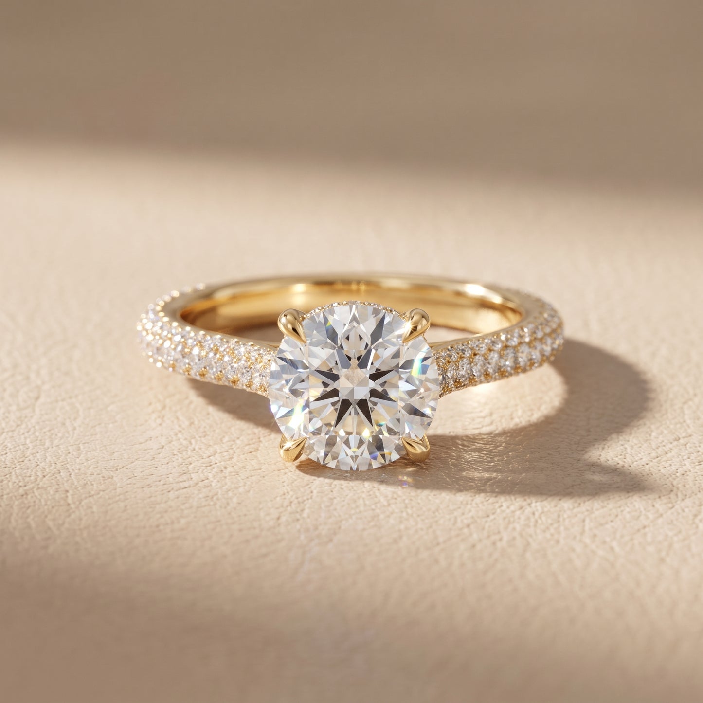 Della Hidden Halo Pavé Round Diamond Engagement Ring in Yellow Gold - front.jpg