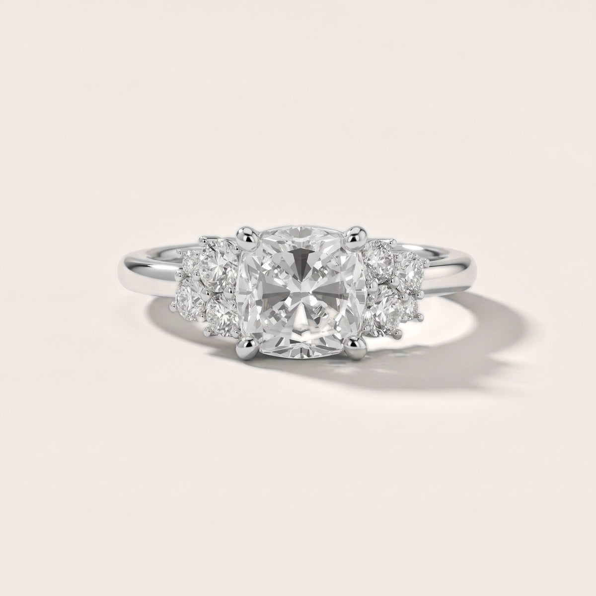 Hannah Cluster Cushion Diamond Engagement Ring in White Gold - front.jpg