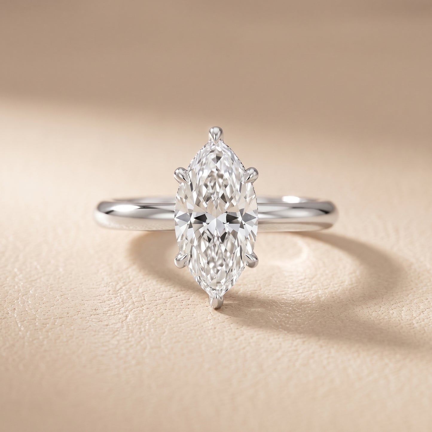 Amaya Hidden Halo Marquise Diamond Ring in Silver - front.jpg