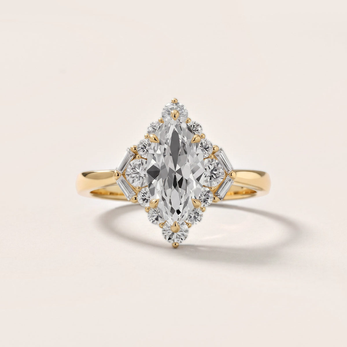 Lyla Deco Halo Marquise Diamond Engagement Ring in Yellow Gold - front.jpg