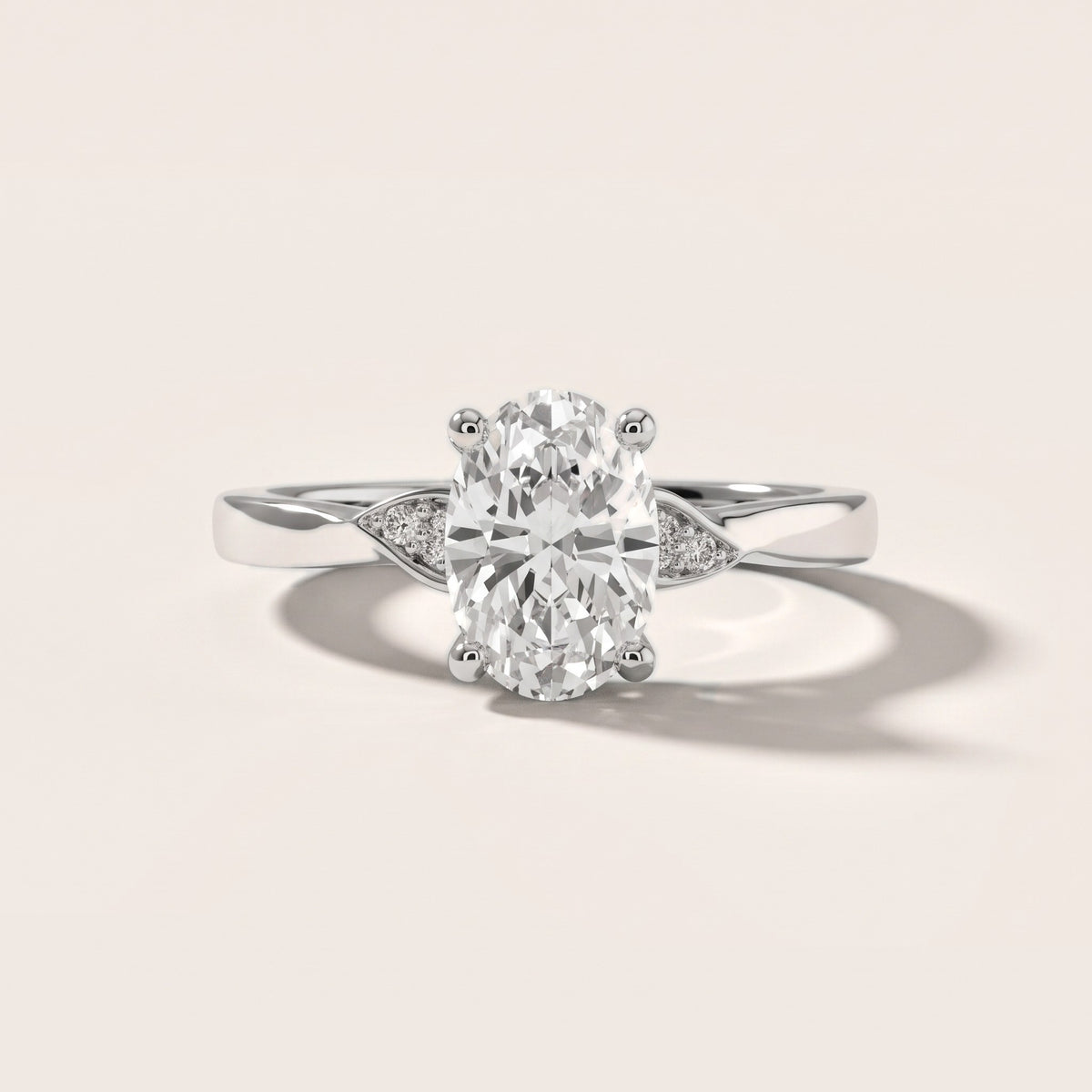Annabelle Leaf Pavé Oval Diamond Engagement Ring in Platinum - front.jpg