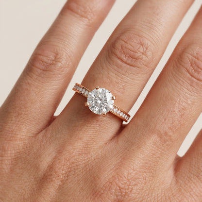 Tessa Solitaire Channel Set Round Diamond Engagement Ring in Rose Gold - lifestyle.jpg