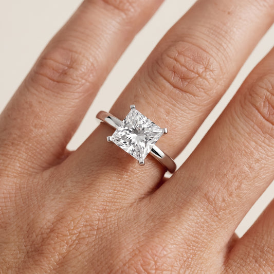 Liana Solitaire Claw Prong Princess Diamond Engagement Ring in White Gold - lifestyle.jpg