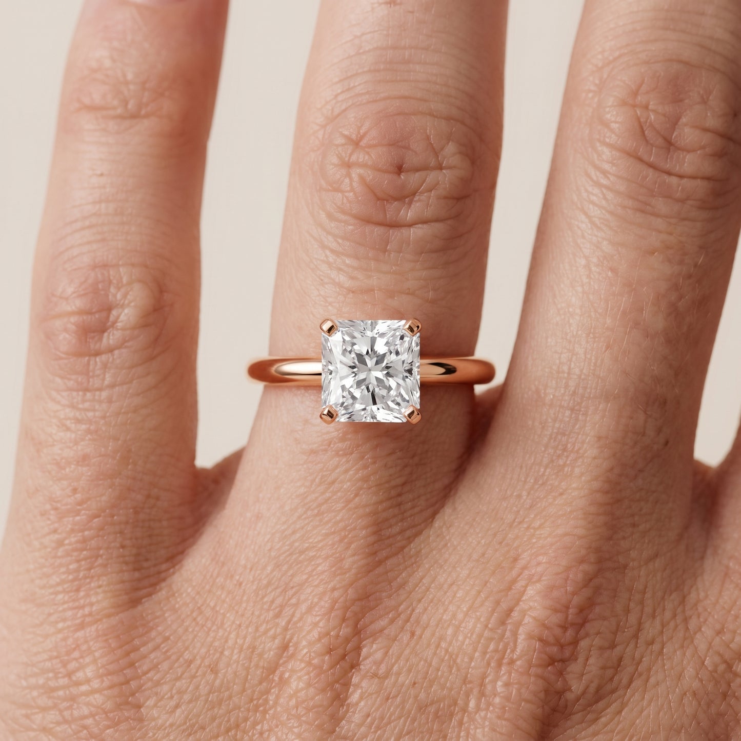 Wren Solitaire Radiant Diamond Ring in Rose Gold - lifestyle.jpg