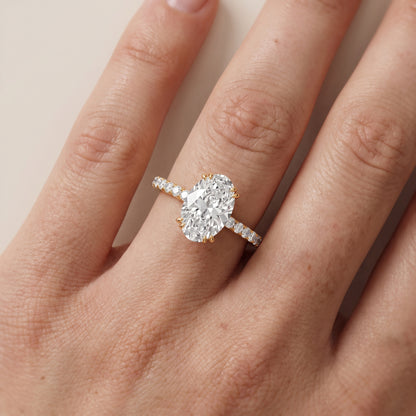 Novara Solitaire Pavé Oval Diamond Ring in Yellow Gold - lifestyle.jpg
