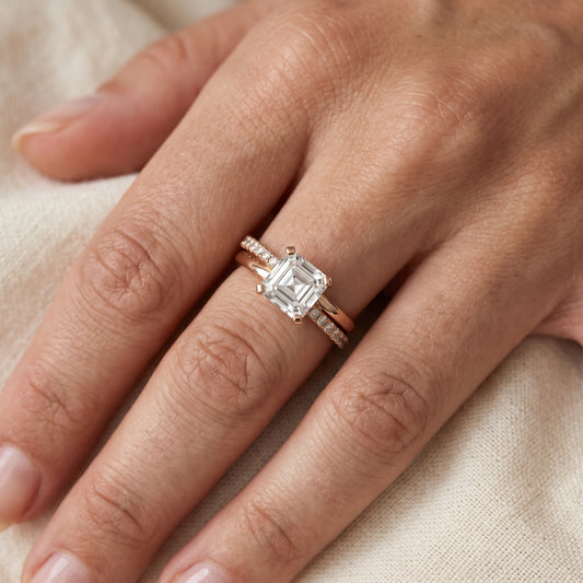 Edith Criss Cross Pavé Asscher Diamond Engagement Ring in Rose Gold - lifestyle.jpg