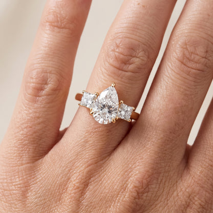 Sienna Three-Stone Pear Diamond Ring in Yellow Gold - lifestyle.jpg