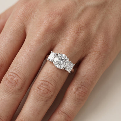 Zoe Three-Stone Round Diamond Ring in White Gold - lifestyle.jpg