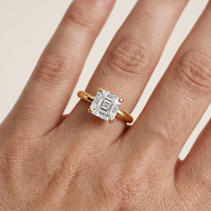 Wren Solitaire Asscher Diamond Ring in Yellow Gold - lifestyle.jpg