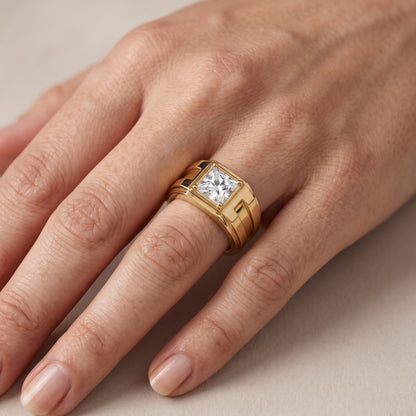 Greer Step Edge Solitaire Princess Diamond Engagement Ring in Yellow Gold - lifestyle.jpg