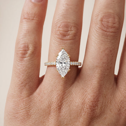 Violet Hidden Halo Pavé Marquise Diamond Ring in Yellow Gold - lifestyle.jpg