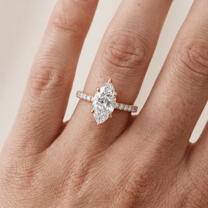 Maya Hidden Halo Pavé Marquise Diamond Engagement Ring in Rose Gold - lifestyle.jpg