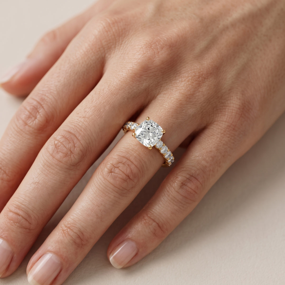 Heloise Statement Pavé Cushion Diamond Engagement Ring in Platinum - lifestyle.jpg