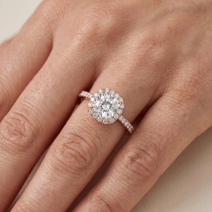 Willa Halo Micropavé Cushion Diamond Engagement Ring in Rose Gold - lifestyle.jpg