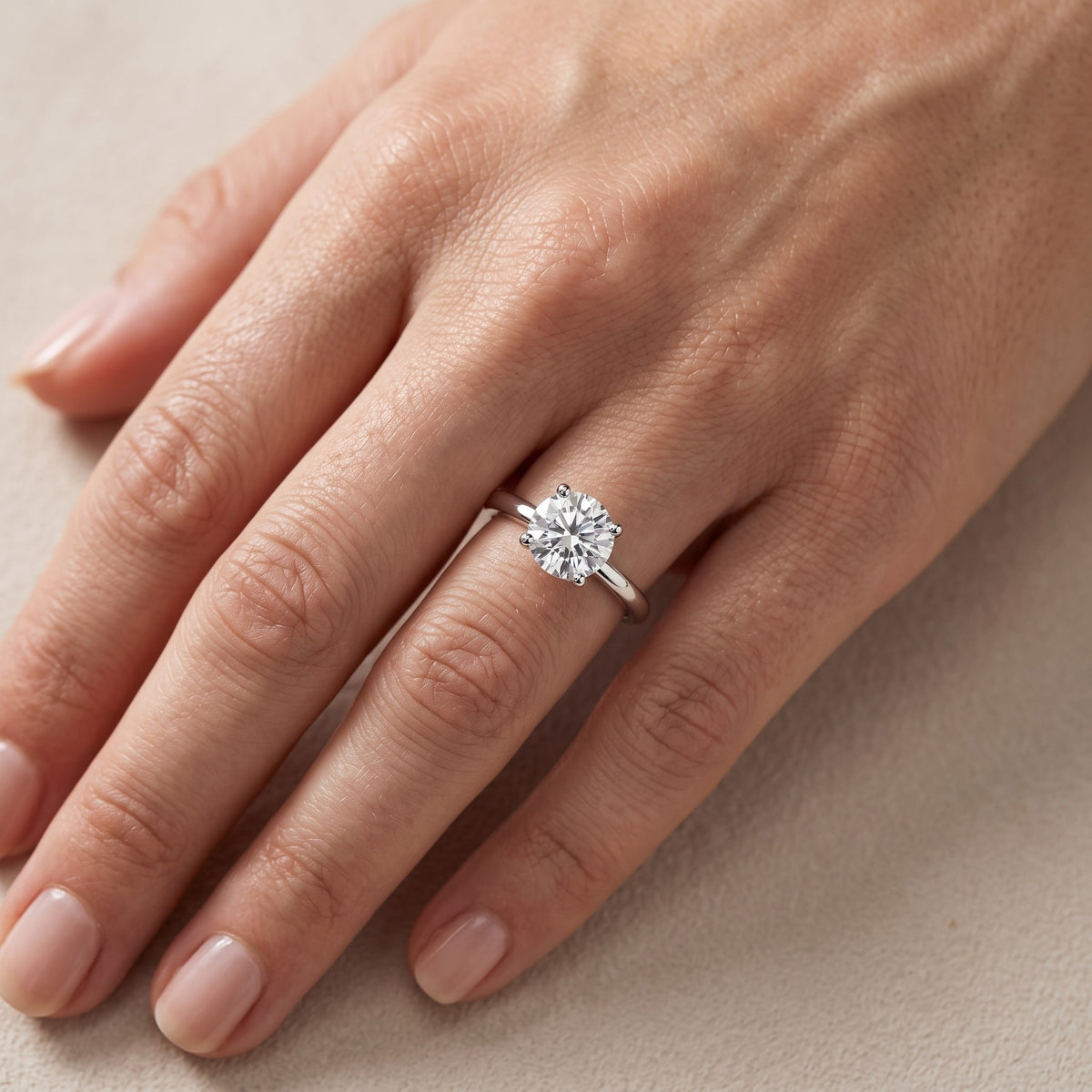 Charlotte Charm Solitaire Round Diamond Engagement Ring in Silver - lifestyle.jpg