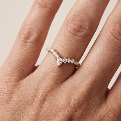 Priscilla Contour Pear & Round Diamond Stackable Ring in Yellow Gold - lifestyle.jpg