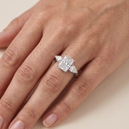 Sophia Three-Stone Radiant Diamond Engagement Ring in Silver - lifestyle.jpg