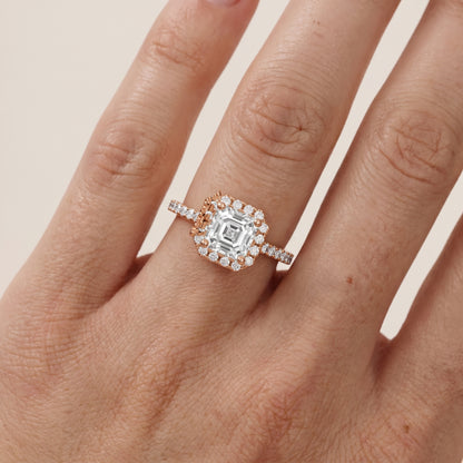 Sophie Halo Pavé Asscher Diamond Ring in Rose Gold - lifestyle.jpg