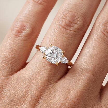 Leila Three-Stone Cushion Diamond Engagement Ring in Yellow Gold - lifestyle.jpg