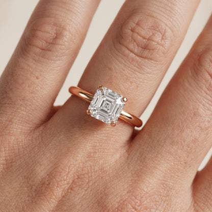 Wren Solitaire Asscher Diamond Ring in Rose Gold - lifestyle.jpg