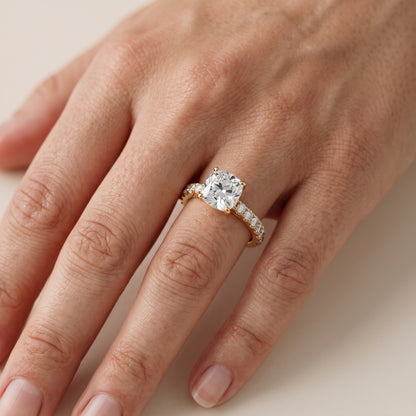 Keira Statement Pavé Cushion Diamond Engagement Ring in Yellow Gold - lifestyle.jpg