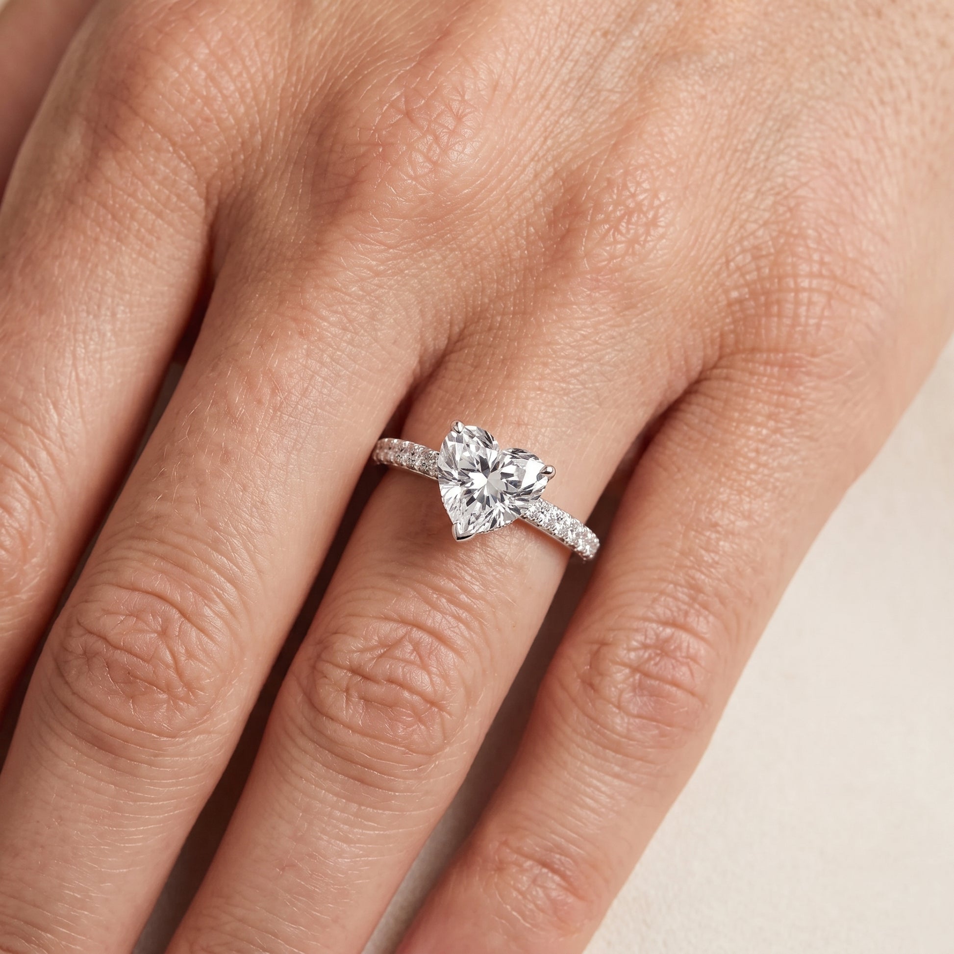 Violet Hidden Halo Pavé Heart Diamond Ring in Silver - lifestyle.jpg