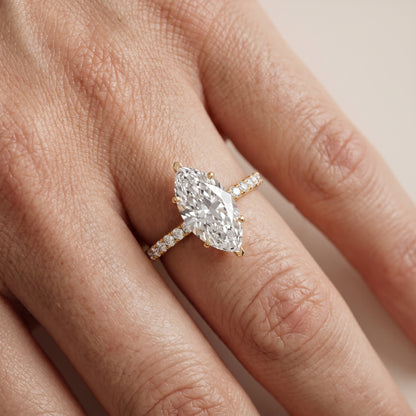 Juna French Pavé Solitaire Marquise Diamond Engagement Ring in Yellow Gold - lifestyle.jpg