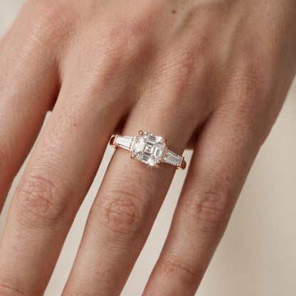 Zelda Tapered Baguette Asscher Diamond Engagement Ring in Rose Gold - lifestyle.jpg