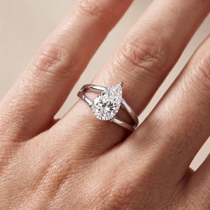 Giselle Solitaire Split Shank Pear Diamond Engagement Ring in White Gold - lifestyle.jpg