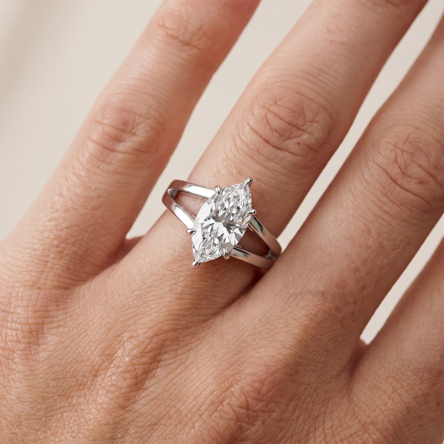 Giselle Solitaire Split Shank Marquise Diamond Engagement Ring in Platinum - lifestyle.jpg