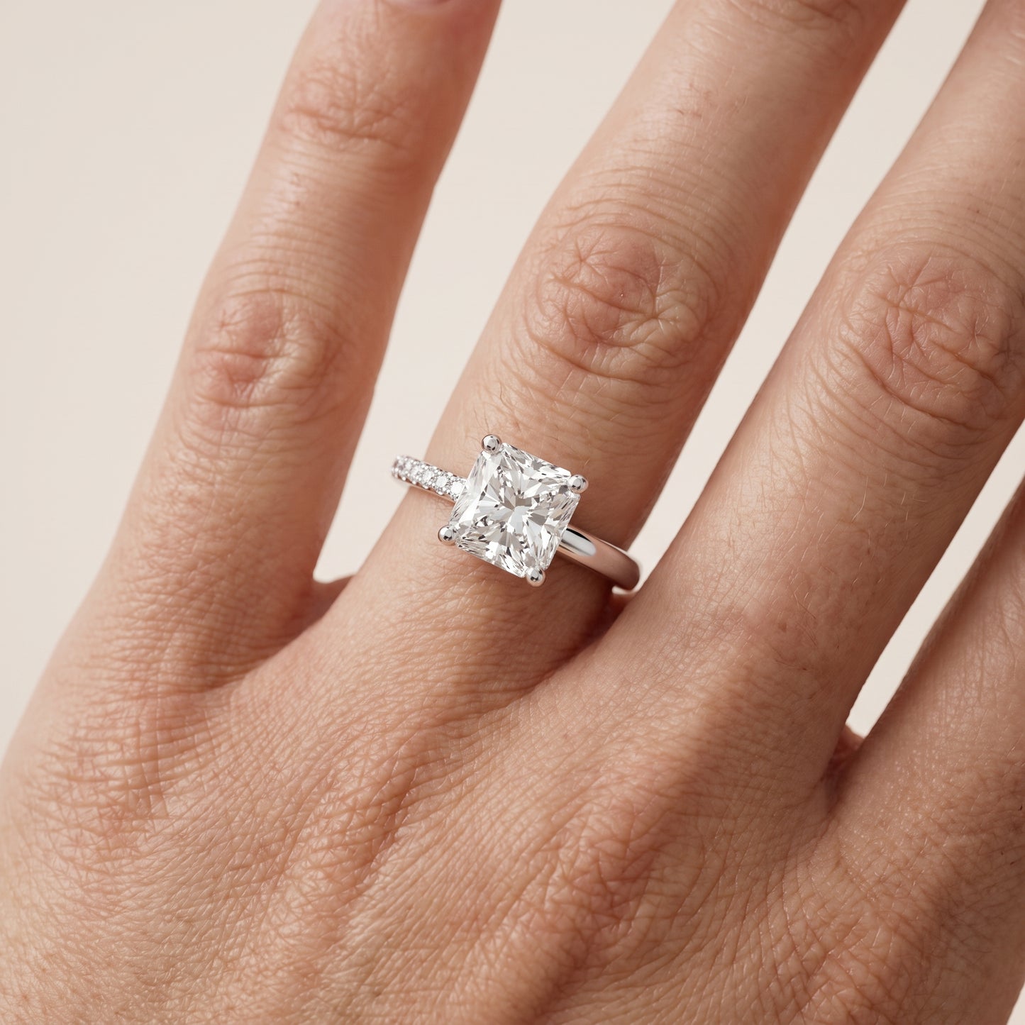 Rosie Solitaire Basket Radiant Diamond Engagement Ring in Platinum - lifestyle.jpg