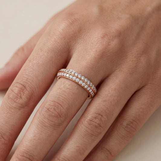 Divya Ridged Dome Round Diamond Half Eternity Band in Rose Gold - lifestyle.jpg