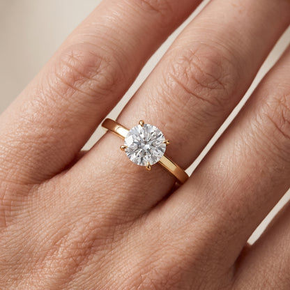 Kaia Solitaire Round Diamond Ring in Yellow Gold - lifestyle.jpg