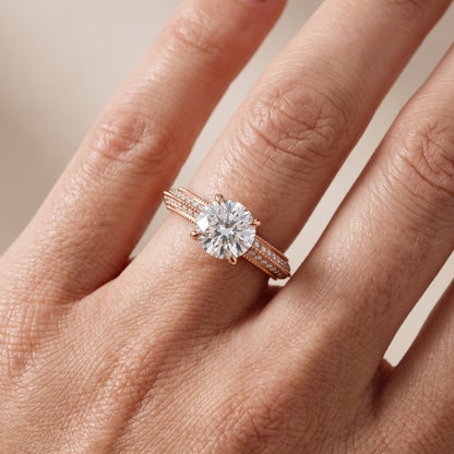 Indie Vintage Milgrain Round Diamond Engagement Ring in Rose Gold - lifestyle.jpg