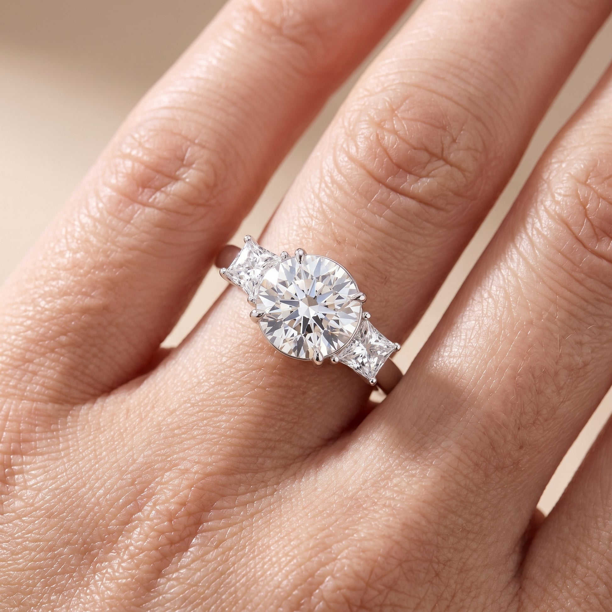Selena Three-Stone Basket Round Diamond Ring in Platinum - lifestyle.jpg