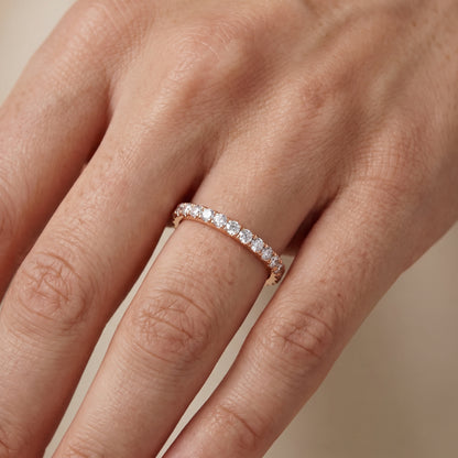Lavinia French Pavé Round Diamond Half Eternity Band in Rose Gold - lifestyle.jpg