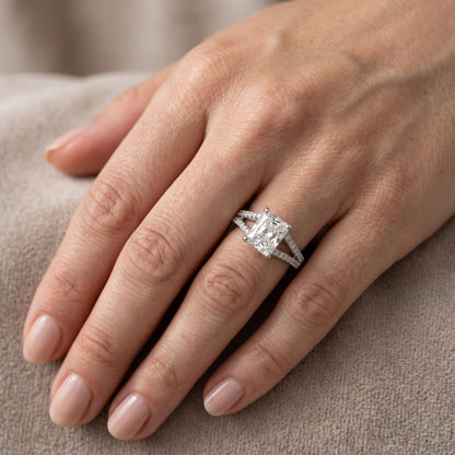 Eternal Embrace Solitaire Radiant Diamond Engagement Ring in White Gold - lifestyle.jpg