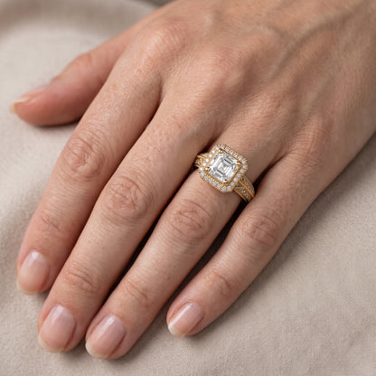 Logan Milgrain Halo Asscher Diamond Engagement Ring in Silver - lifestyle.jpg