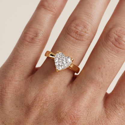 Lucia Solitaire Six-Prong Heart Diamond Engagement Ring in Yellow Gold - lifestyle.jpg