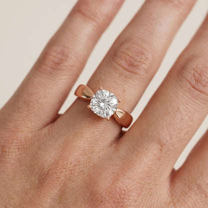 Talia Solitaire Twist Cushion Diamond Engagement Ring in Rose Gold - lifestyle.jpg