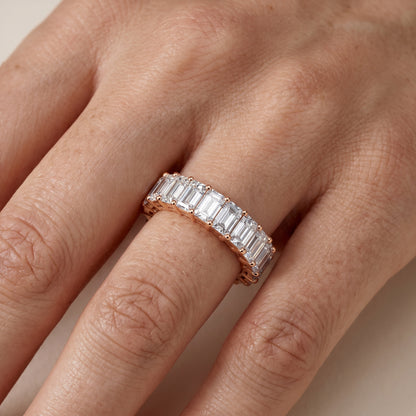 Adelaide Shared Prong Emerald Diamond Eternity Band in Rose Gold - lifestyle.jpg