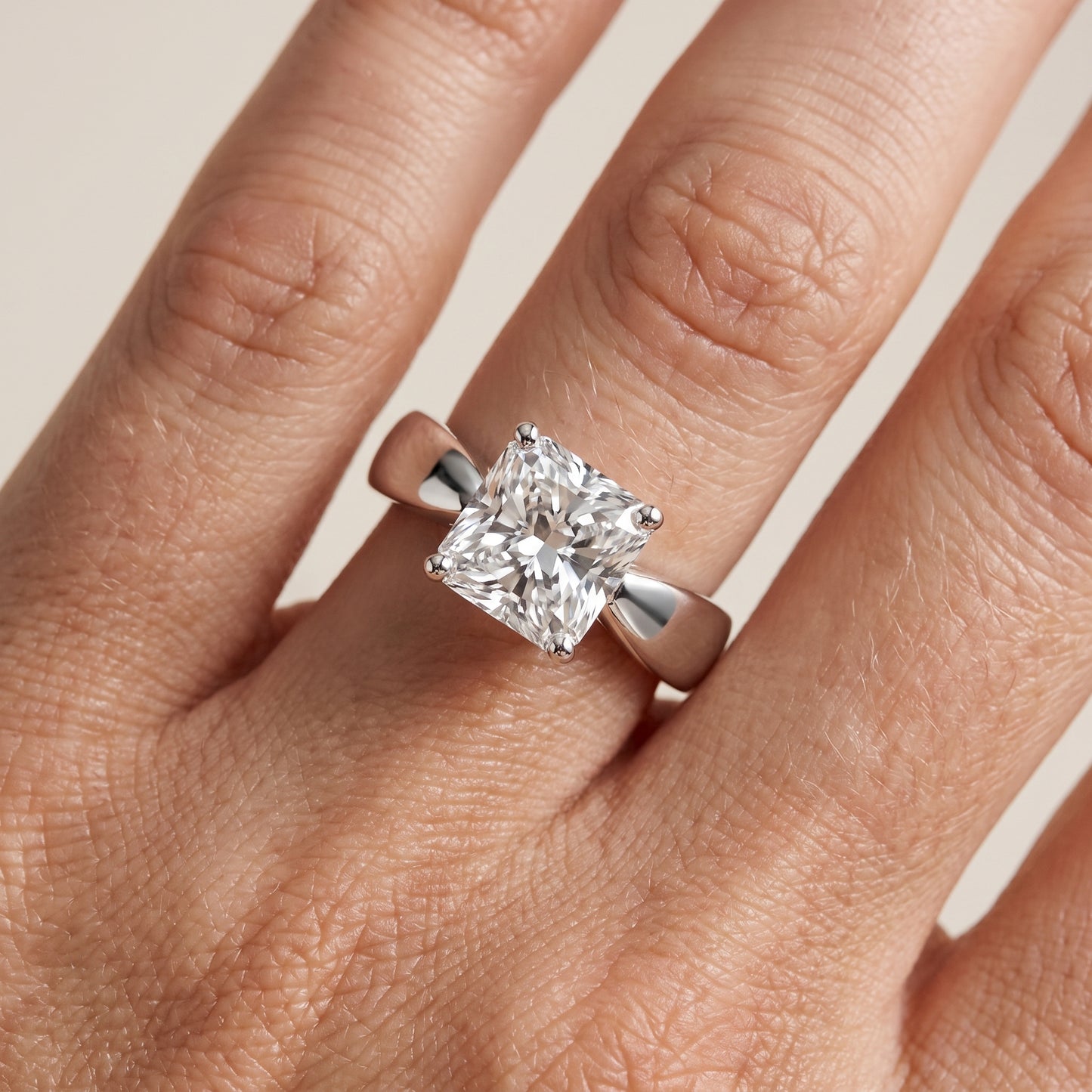 Talia Solitaire Twist Radiant Diamond Engagement Ring in Platinum - lifestyle.jpg