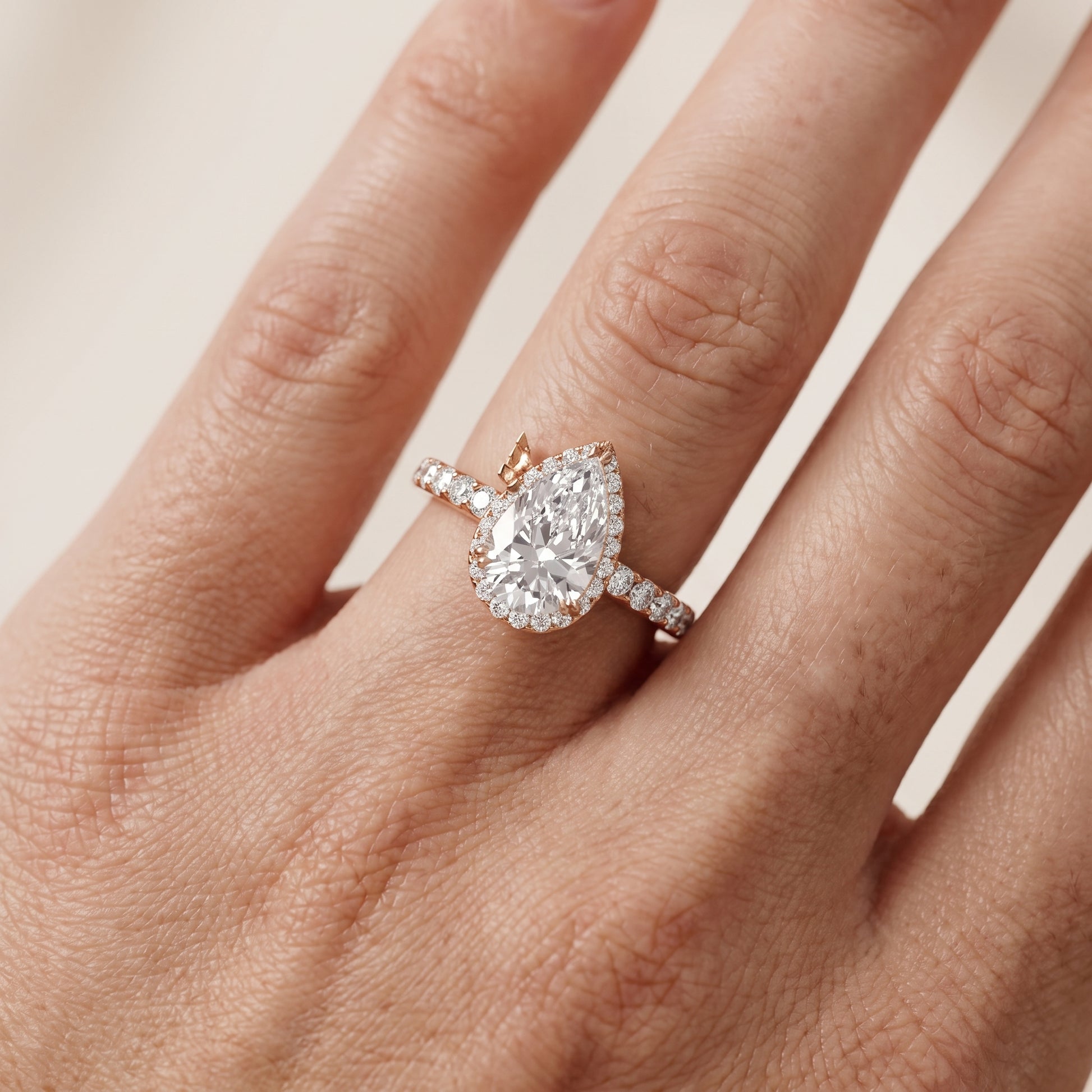 Chloe Halo Pavé Pear Diamond Ring in Rose Gold - lifestyle.jpg