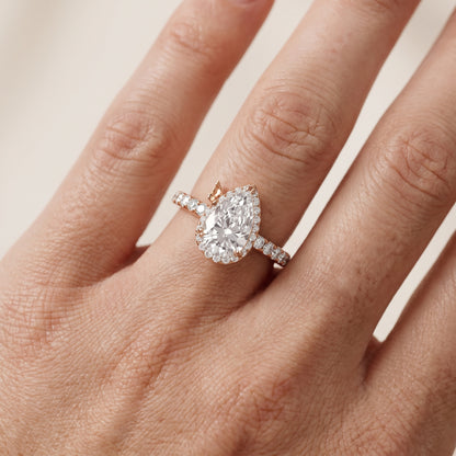 Chloe Halo Pavé Pear Diamond Ring in Rose Gold - lifestyle.jpg