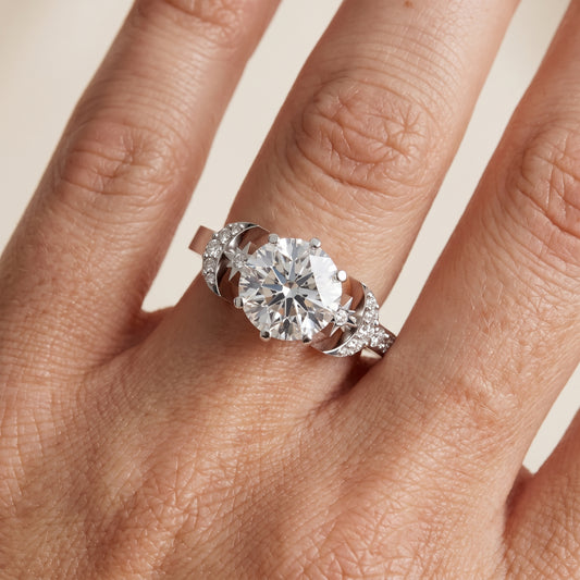 Astra Cathedral Sidestone Round Diamond Engagement Ring in Platinum - lifestyle.jpg